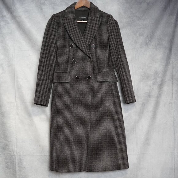 Club Monaco Jemma Plaid Wool Blend Coat XS Charcoal - Picture 1 of 14